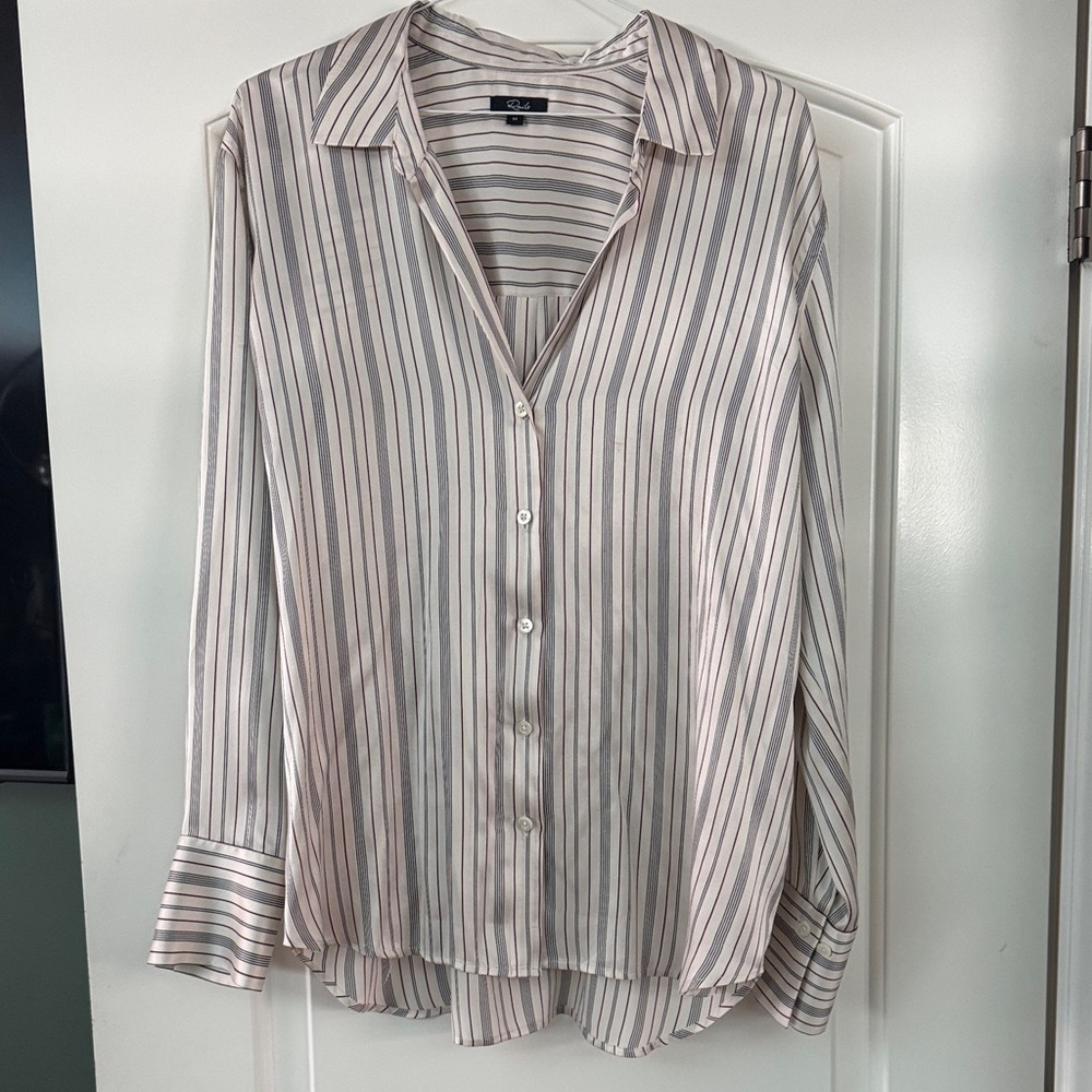 Rails Striped Button Down Shirt - Silk